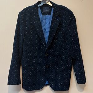 Tailorbyrd Dark Blue Blazer with Subtle Dot Design